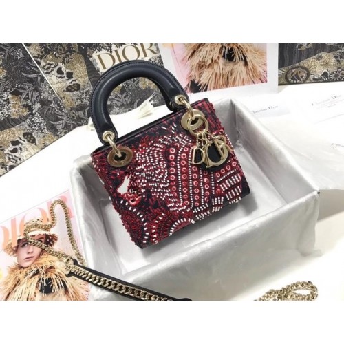 Чанта от бродиран плат LADY DIOR DIOR TOTE 2550-1