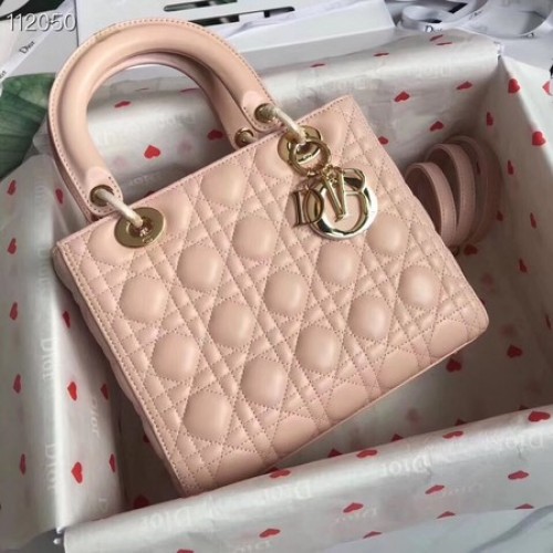 Чанта от агнешка кожа Lady Dior CAL44550 розова