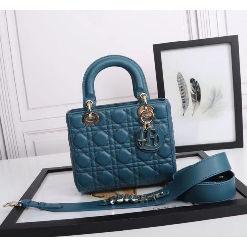Чанта LADY DIOR MY ABCDIOR от агнешка кожа Cannage M0538O синя