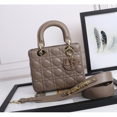 Чанта LADY DIOR MY ABCDIOR от агнешка кожа Cannage M0538O, тъмносива