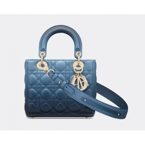 Чанта LADY DIOR MY ABCDIOR от агнешка кожа в индигово синьо, градиент, Cannage M0538OS