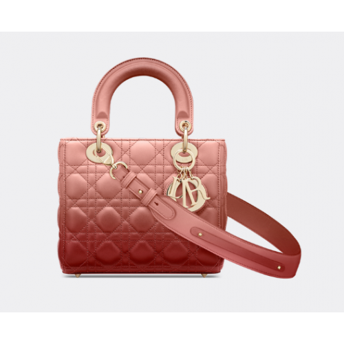 Чанта LADY DIOR MY ABCDIOR от агнешка кожа с розов градиент Cannage M0538OS