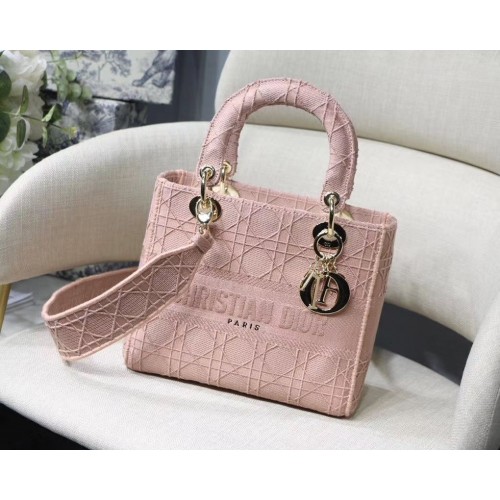 Чанта LADY DIOR ОТ БРОДИРАН ПЛАТ C4532 с розово злато и обков