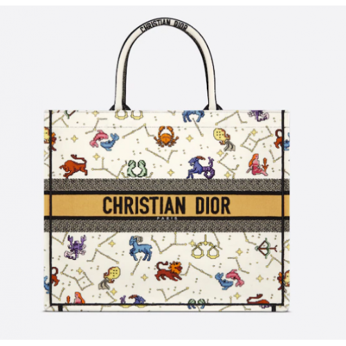 ГОЛЯМА ЧАНТА ЗА КНИГИ DIOR, ЛАТЕ, Многоцветна, Dior Pixel Zodiac Embroidery M1286ZRTY