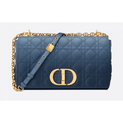 ГОЛЯМА ЧАНТА DIOR CARO Indigo Blue Gradient Cannage Lambskin M9243U
