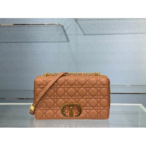 ГОЛЯМА ЧАНТА DIOR CARO от мека телешка кожа Cannage M9243U, цвят коняк