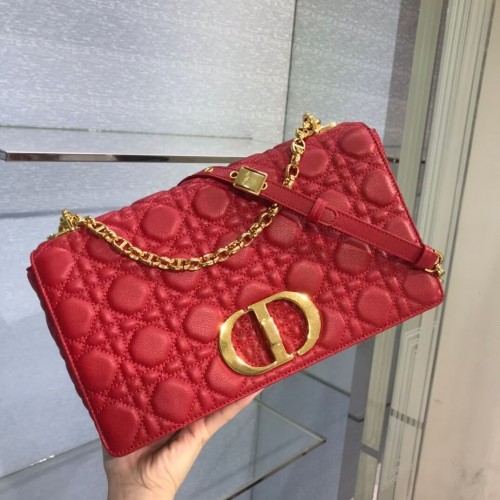 ГОЛЯМА ЧАНТА DIOR CARO Soft Cannage Calfskin M9243U Червена