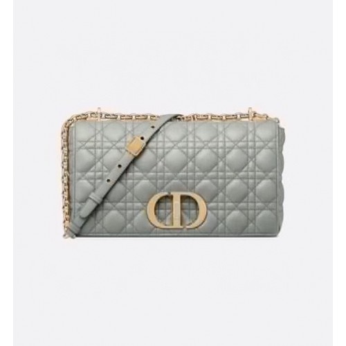 ГОЛЯМА ЧАНТА DIOR CARO Soft Cannage Calfskin M9243U сива