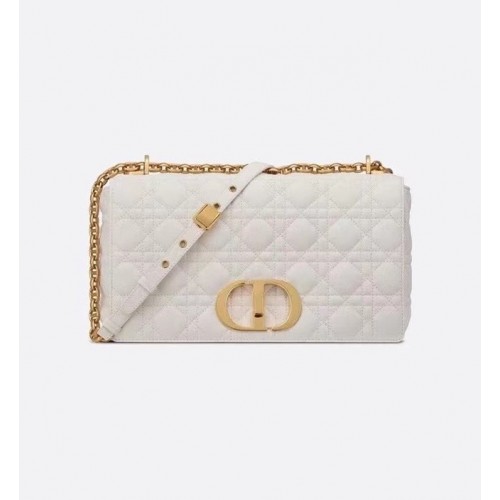 ГОЛЯМА ЧАНТА DIOR CARO Soft Cannage Calfskin M9243U бяла