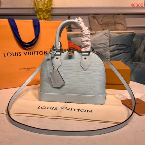 Чанта Louis Vuitton M40302 EPI LEATHER ALMA малка, светло синя