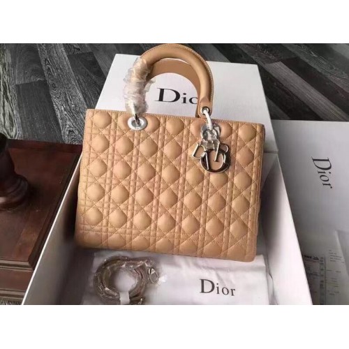 Дамска чанта Dior Оригинална чанта от овча кожа CD6323 в цвят кайсия