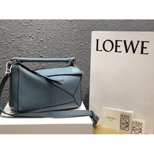 Чанта Loewe Puzzle Original Leather L9124 светло синя