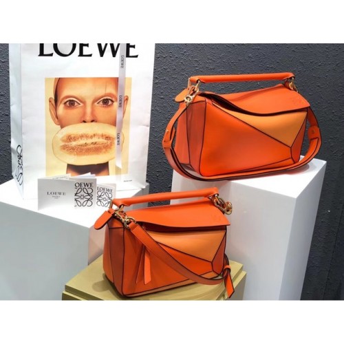 Чанта Loewe Puzzle Original Leather B9124 оранжева