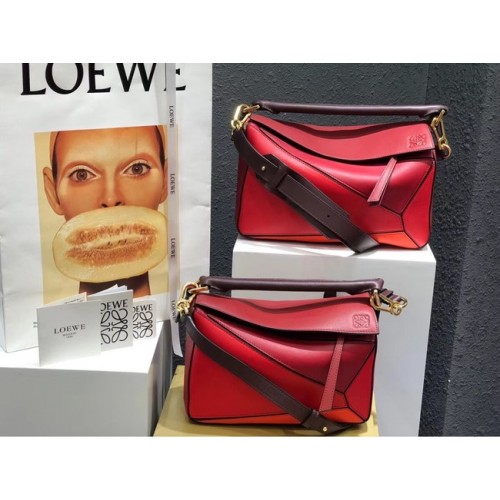 Чанта Loewe Puzzle Original Leather B9124 червена