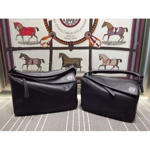 Чанта Loewe Puzzle Large Original Leather L9122 Черна