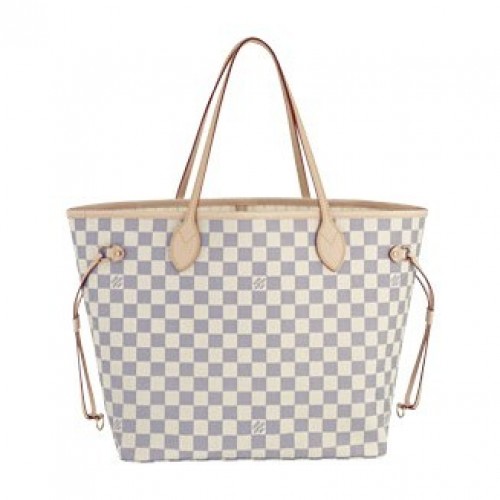 Чанта Louis Vuitton Damier Azur Canvas Neverfull MM N51107