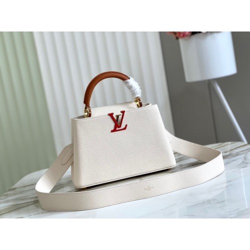 Чанта Louis Vuitton CAPUCINES BB M48865 бяло и кафяво