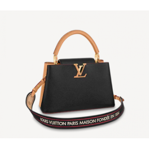 Чанта Louis Vuitton CAPUCINES MM M58608 Черно и Аризона Бежово