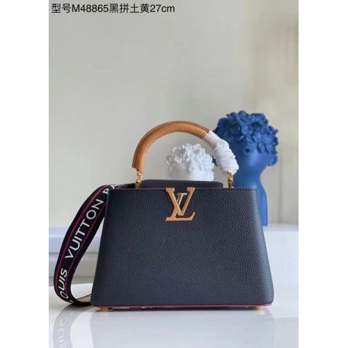 Чанта Louis Vuitton CAPUCINES оригинална кожа PM M48865 черна