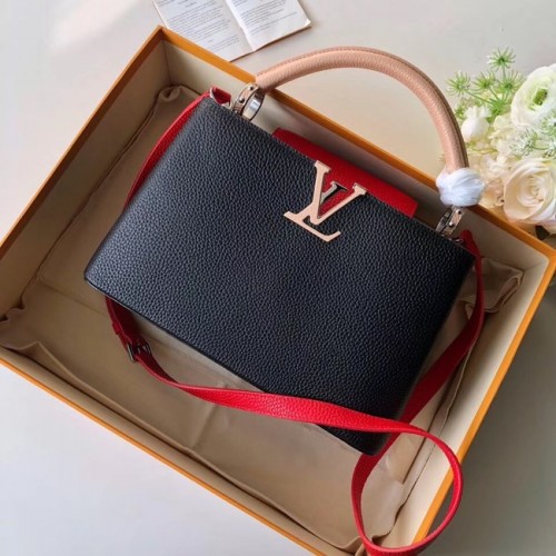 Чанта Louis Vuitton CAPUCINES PM M51814 черно-розово-червено