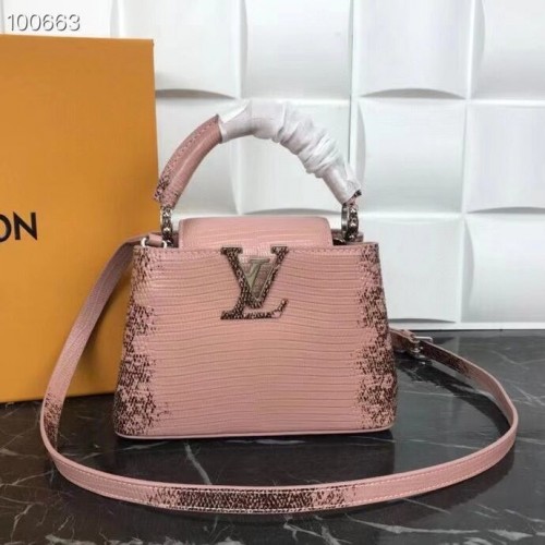 Чанта Louis Vuitton CAPUCINES PM Original Lizard Leather M52386 Pink