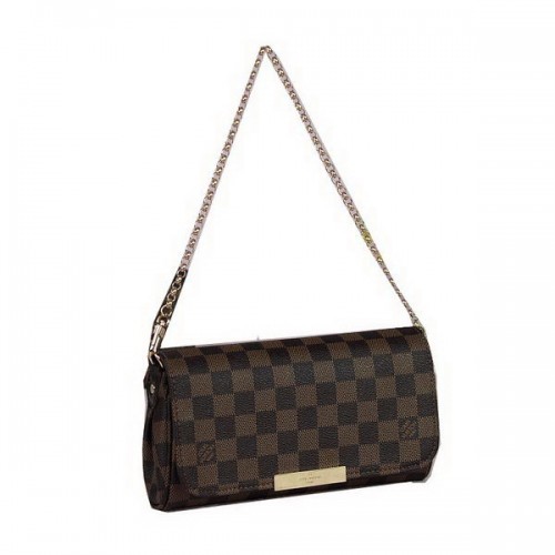 Louis Vuitton N41276 Платнена чанта Damier Ebene Favorite PM през рамо