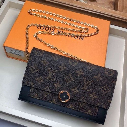 Портфейл Louis Vuitton Monogram Canvas FLORE Chain M67404 черен
