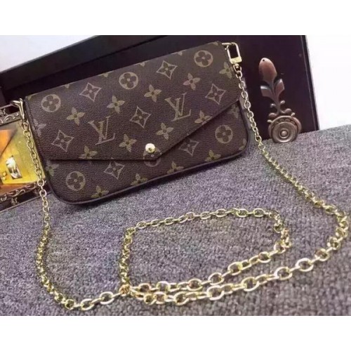 Портфейл Louis Vuitton Monogram Canvas Felicie Chain M61276 черен