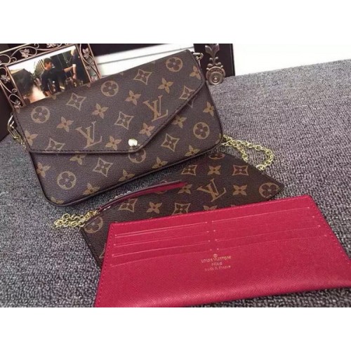 Портфейл Louis Vuitton Monogram Canvas Felicie Chain Wallet M61276 Burgundy