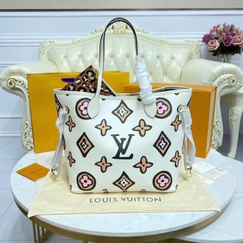 Чанта Louis Vuitton Monogram Canvas Neverfull MM M45818 бяла