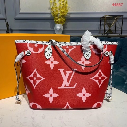 Чанта Louis Vuitton Monogram Canvas от оригинална кожа NEVERFULL MM M44567 червена