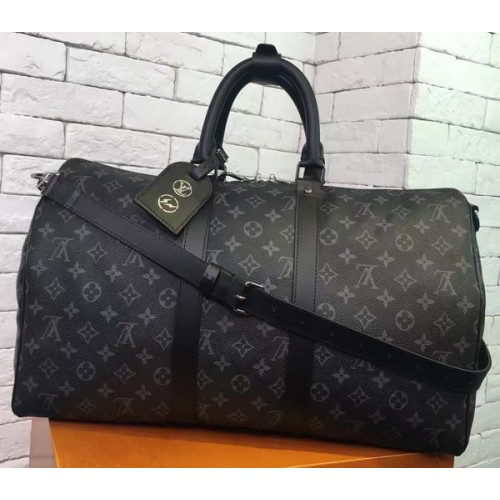 Чанта Louis Vuitton Monogram Eclipse Canvas KEEPALL 45 BANDOULIERE N40569