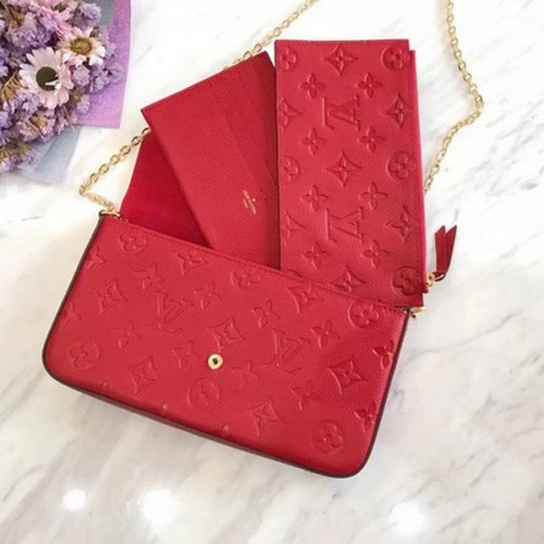 Чанта с монограм на Louis Vuitton Empreinte Felicie M64064 Червена