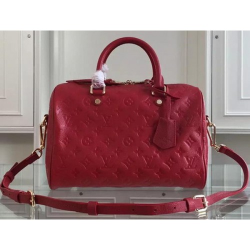 Louis Vuitton монограм Empreinte Speedy чанта през рамо 30 M91330 червена