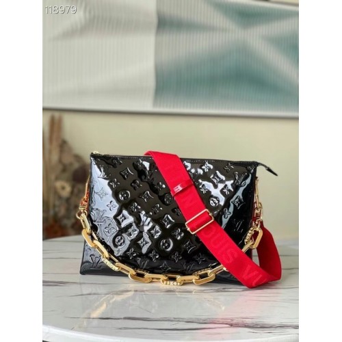 Louis Vuitton монограм Vernis COUSSIN MM M57783 черен