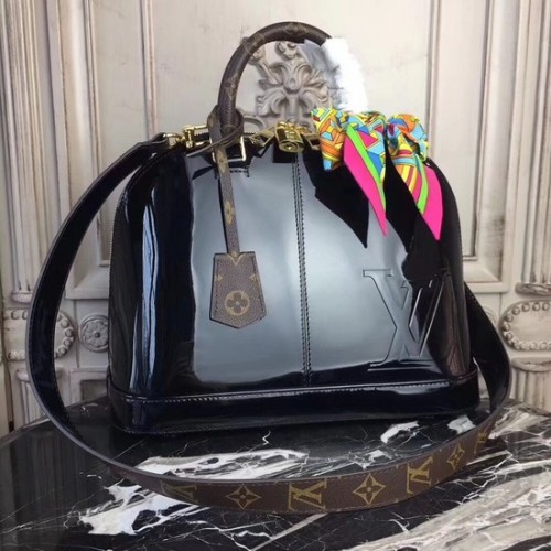 Чанта Louis Vuitton Monogram Vernis от естествена кожа Alma Tote M54395 черна