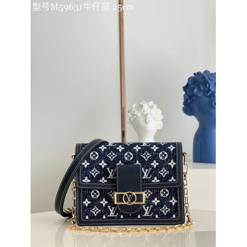 Louis Vuitton Monogram деним DAUPHINE MM M59483 тъмносиньо