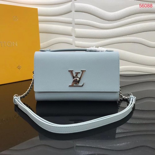 Louis Vuitton Оригинална телешка кожа LOCKME CLUTCH M56087 небесно синьо