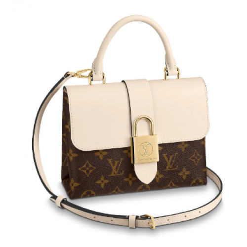 Louis Vuitton Оригинална кожена чанта LOCKY BB M44653 кремава
