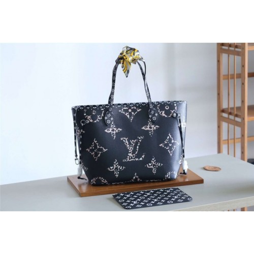 Louis Vuitton Оригинална монограмна платнена чанта NEVERFULL M41177 черна