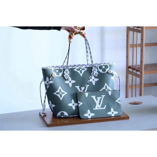 Louis Vuitton Оригинална монограмна платнена чанта NEVERFULL M41177 зелена