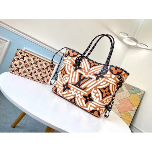 Louis Vuitton Оригинална монограмна платнена чанта NEVERFULL M44676 жълта