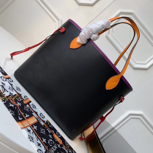 Чанта Louis Vuitton Original Neverfull Epi Leather MM M54185 черна