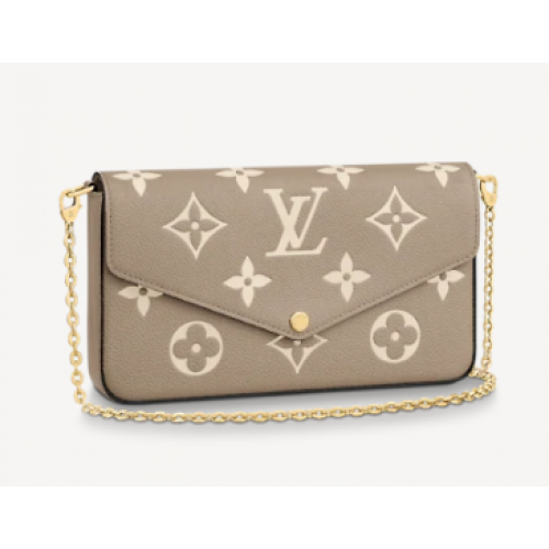 Оригинална чанта Louis Vuitton POCHETTE FELICIE с верижка M69977 сива