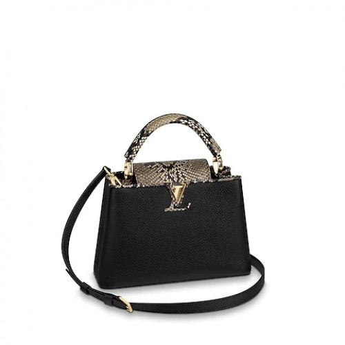 Louis Vuitton Оригинални кожени чанти Taurillon CAPUCINES BB M95509 черни