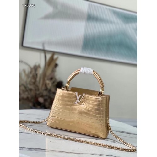 Чанта Louis Vuitton CAPUCINES от крокодилска кожа BB M48865 златиста