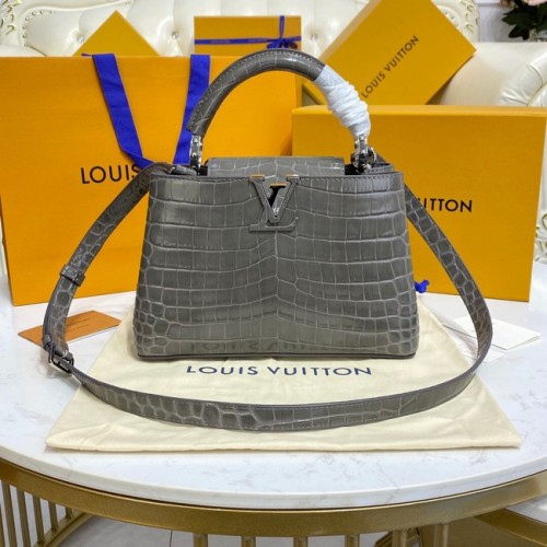 Чанти Louis Vuitton CAPUCINES от крокодилска кожа BB M81190 тъмносиви