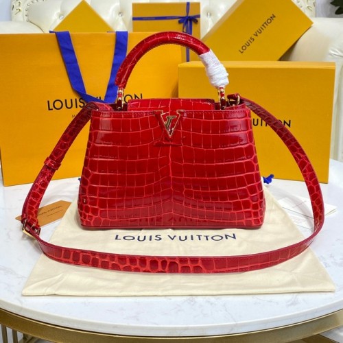 Чанта Louis Vuitton CAPUCINES от крокодилска кожа BB M81190 червена