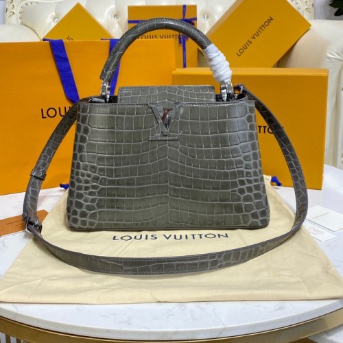 Louis Vuitton чанти CAPUCINES от крокодилска кожа M48866 тъмносиви