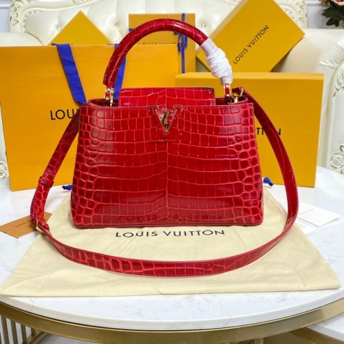 Чанти Louis Vuitton CAPUCINES от крокодилска кожа M48866 червени